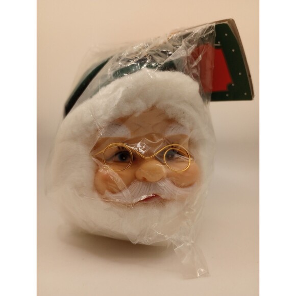 Vintage  Large Santa Head Star Hat Christmas Ornament Wire Glasses New Old Stock - Picture 1 of 6